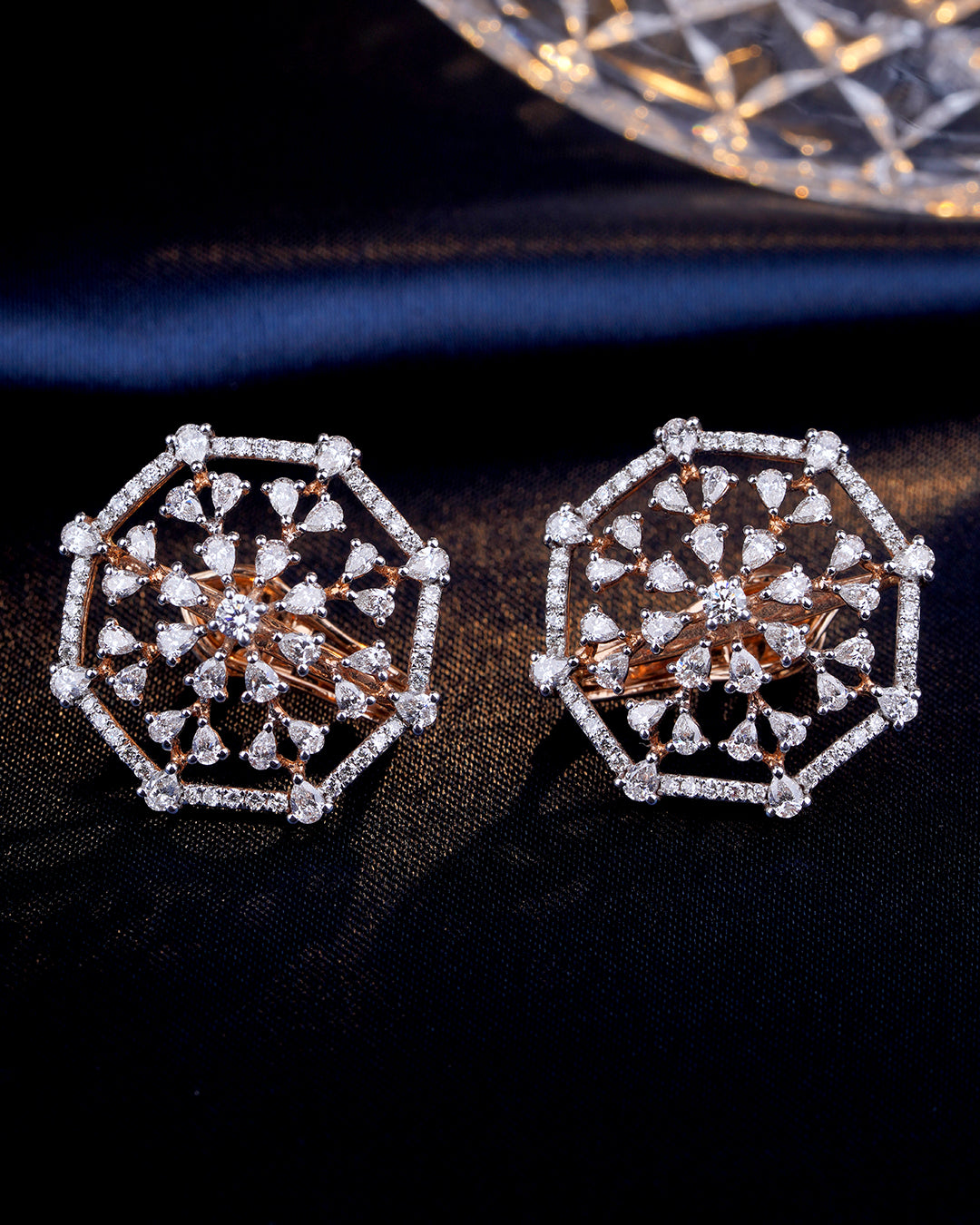 Geometric Diamond Stud Earrings for Women