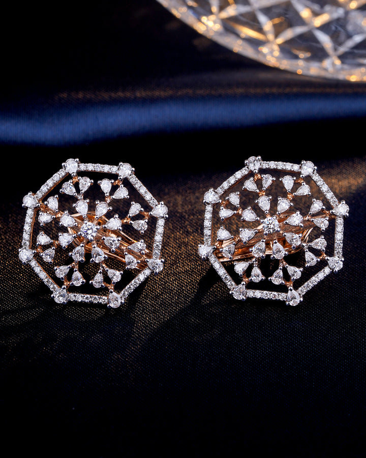 Geometric Diamond Stud Earrings for Women